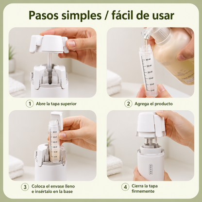 Botella de Viaje 4 en 1 Recargable para Champú, Gel y Cosméticos