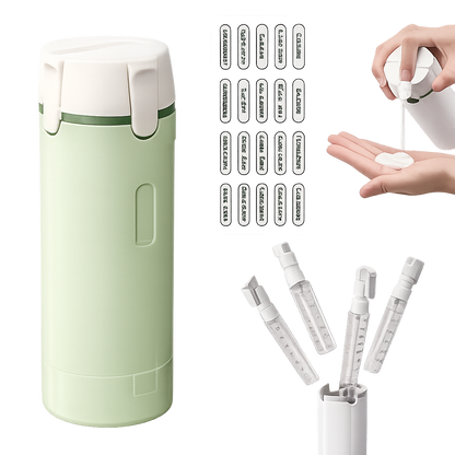 Botella de Viaje 4 en 1 Recargable para Champú, Gel y Cosméticos